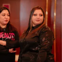 Punam with a teammate, both in Barna Beauty team t-shirts